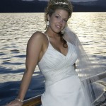 Relaxed bride after her boat wedding