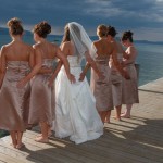 Bridal party girls having fun