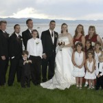 The bridal party poses for a group picture