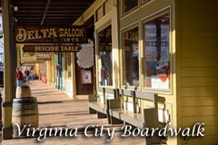 Famous boardwalk in downtown Virginia City