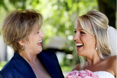 Mother and bride laughing together