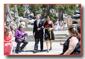 Wedding march commencing down the terrace aisle