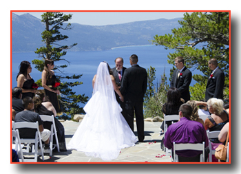 Wedding in progress at the terrace edge