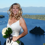 Bride on the bluff of favored Emerald Bay