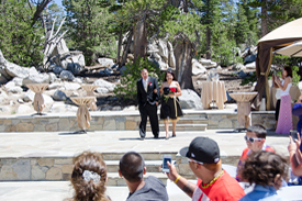 Walking down the aisle of the terrace