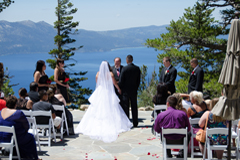 A ceremony taking place on the Blue Sky Terrace at Heavenly Mountain Resort