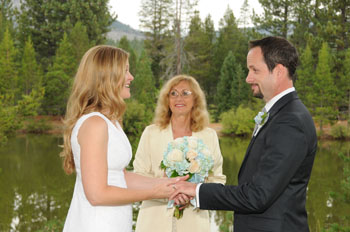 Bride and groom exchanging their wedding vows