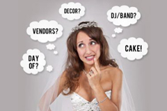 Frustrated bride considering all the decisions of wedding planning